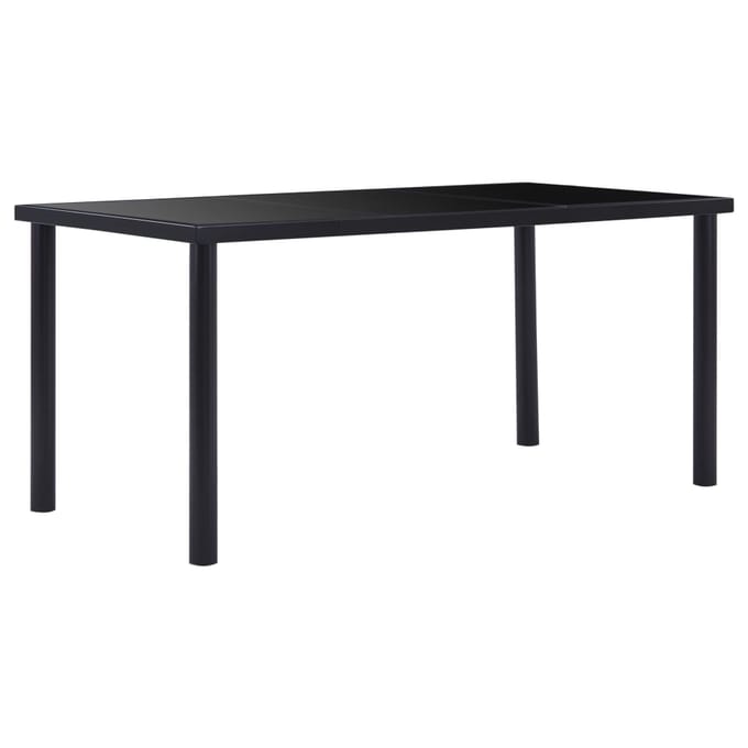 vidaXL - Eettafel - 160x80x75 - cm - gehard - glas - zwart