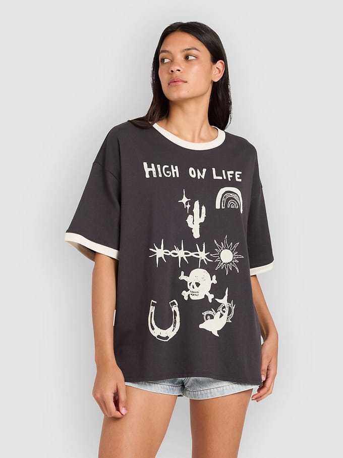 RVCA Dani Miller Oversized Ringer T-Shirt zwart