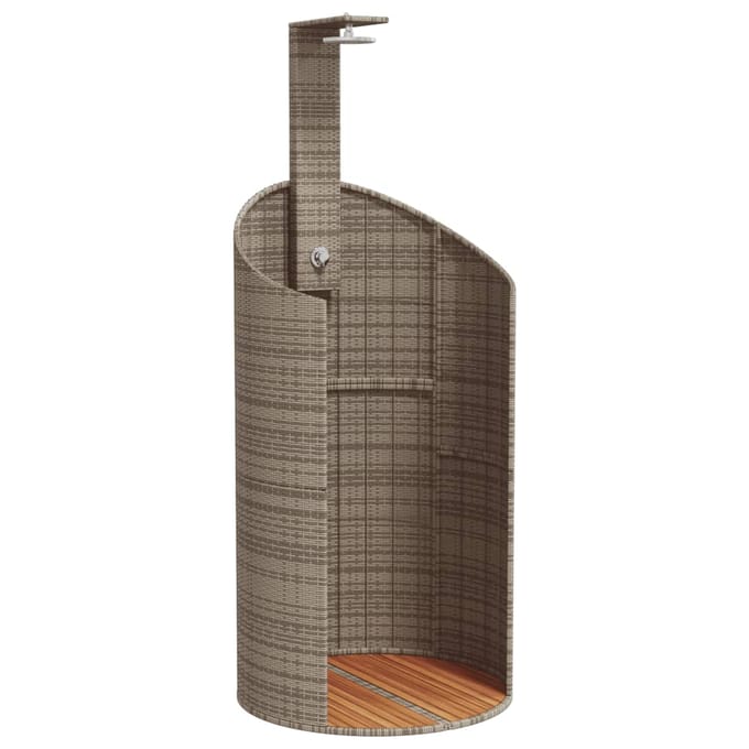 vidaXL - Buitendouche - 100x100x241,5 - cm - poly - rattan - en - acaciahout - grijs