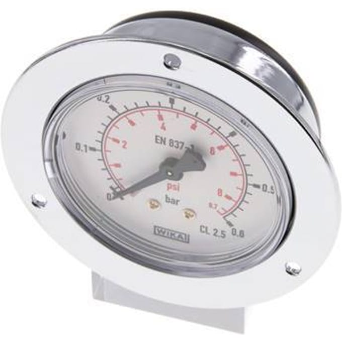 0..0.6 Bar Paneelmontage Manometer Staal/Messing 63 mm Klasse 2.5 (Voorflens) - MW00P663SH-FP