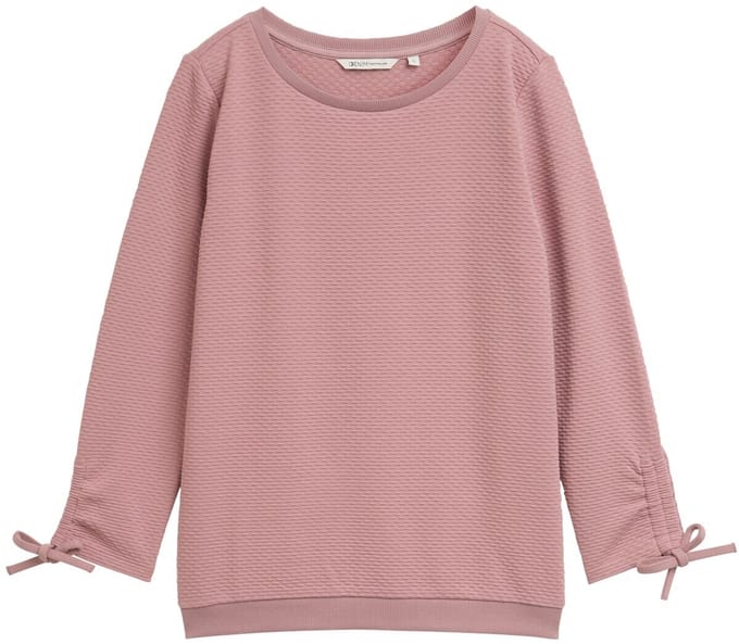 Tom Tailor Denim Slim fit sweatshirt met gerimpelde mouwen Frauen