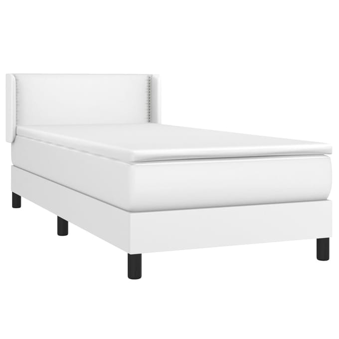 vidaXL - Boxspring - met - matras - kunstleer - wit - 100x200 - cm