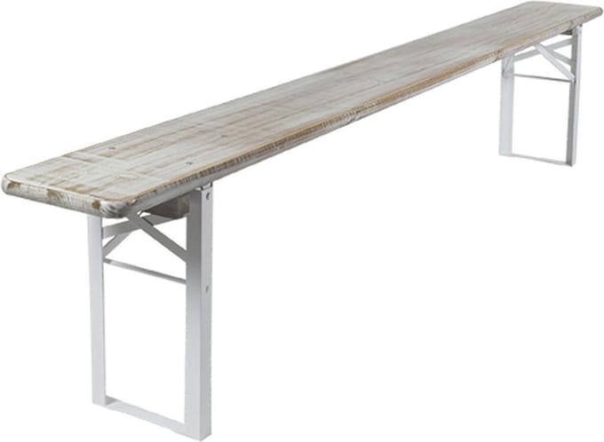 MaximaVida inklapbare picknickbank Berlijn 200 x 25 cm whitewash - FSC hout