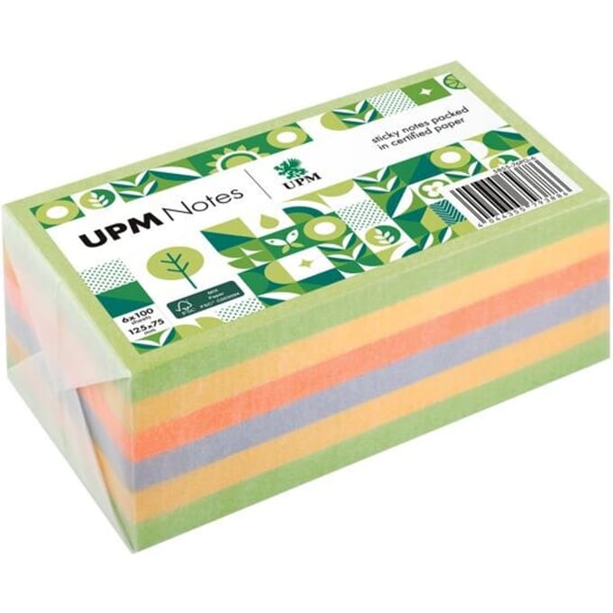 UPM sticky notes - Spring - 6 x 100 vel - 125x75mm - groen, geel, oranje, paars - IN-5855-76PG-6