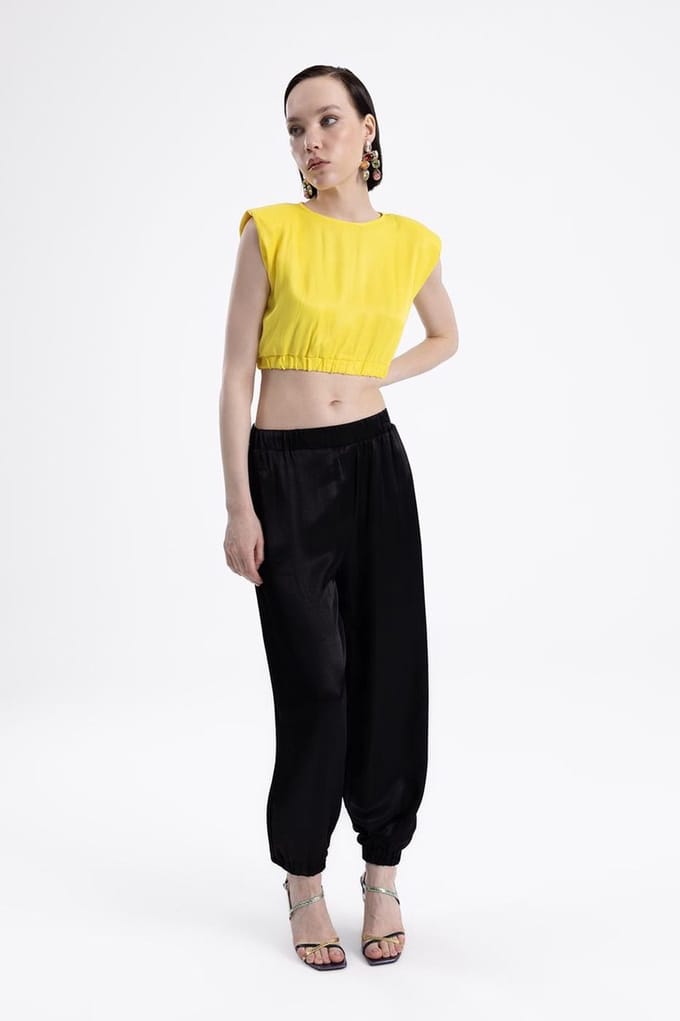 Dames Satijn Joggingbroek / Zwart / maat S
