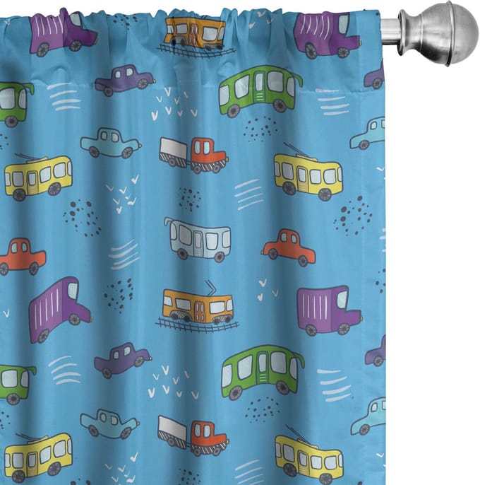 ABAKUHAUS Gordijnen – 2x75x245 cm – microvezel – hemelsblauw/multicolor