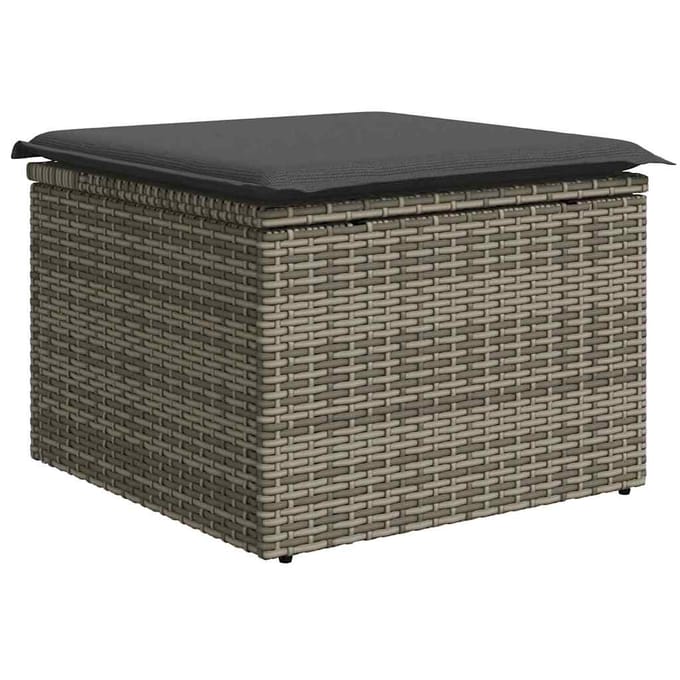 vidaXL Tuinbank Set met kussen met opslag 7 pcs Grijs Poly rattan