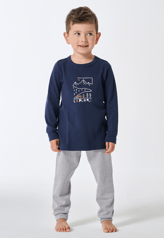 Pyjama lange interlock manchetten grijs - Kids Nightwear 92