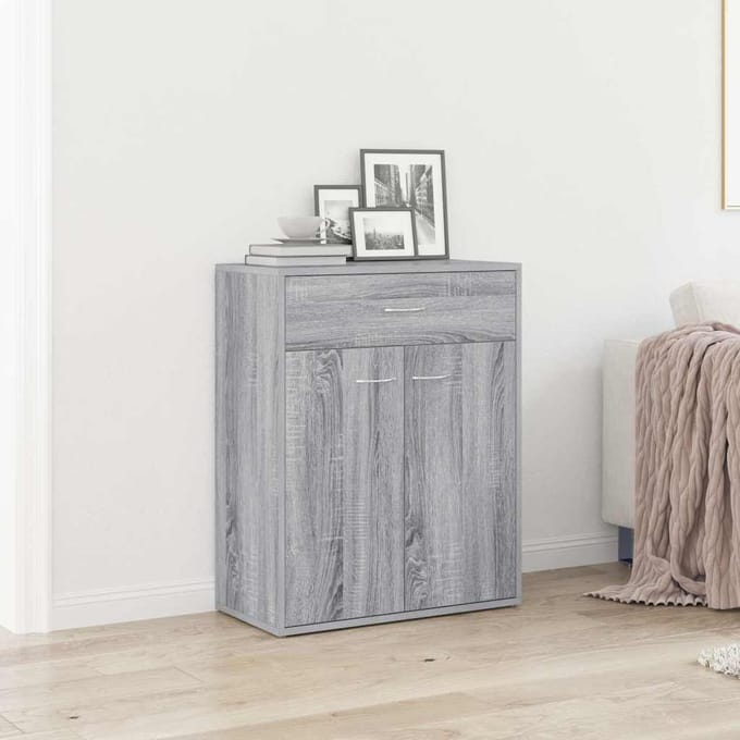 vidaXL - Dressoir - 60x30x75 - cm - bewerkt - hout - grijs - sonoma - eikenkleurig