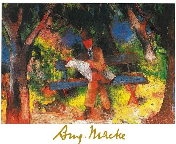 Kunstdruk August Macke - Lesender Mann 80x60cm