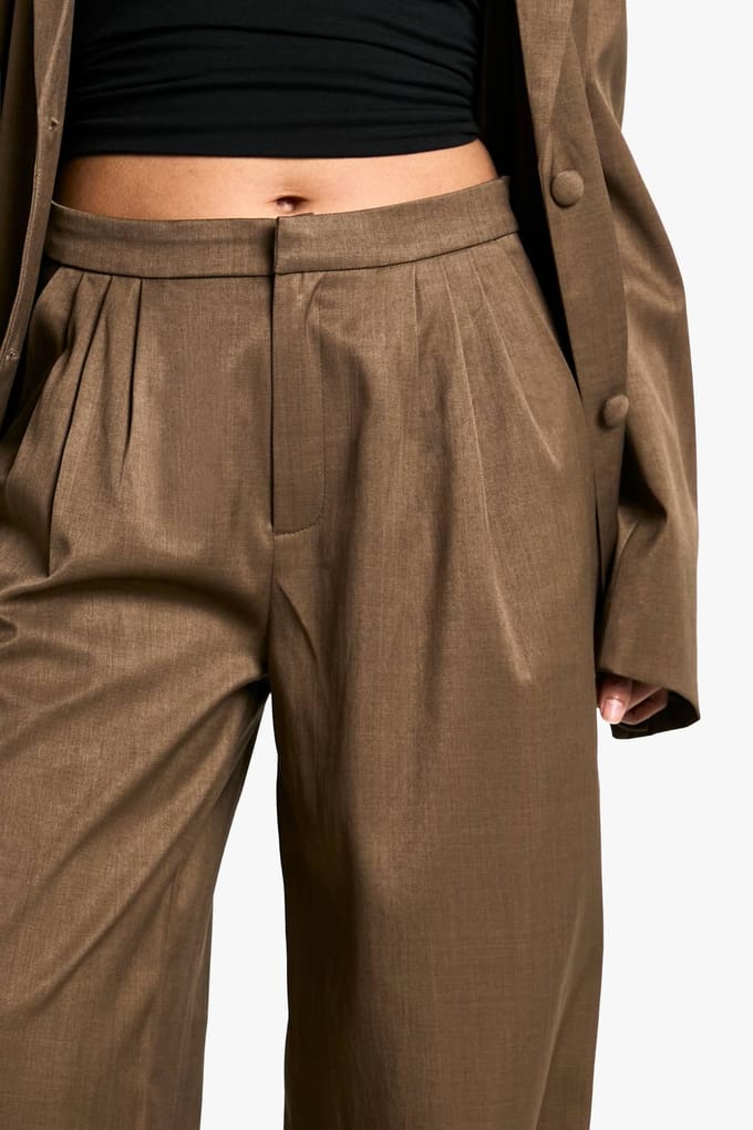 boohoo Dames Tailor-made wijde pijpen | Mokka | Maat: 36
