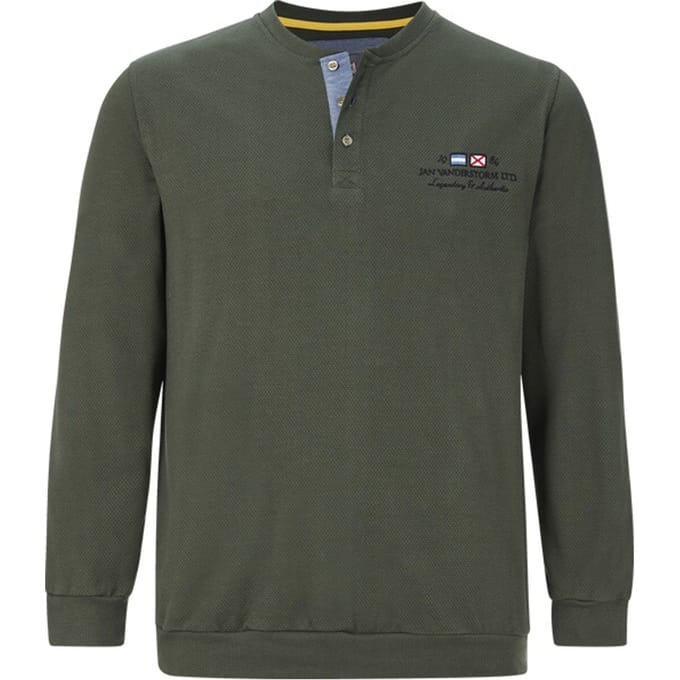 Jan Vanderstorm herren Sweatshirt - 72/74 - olijf - Plus Size