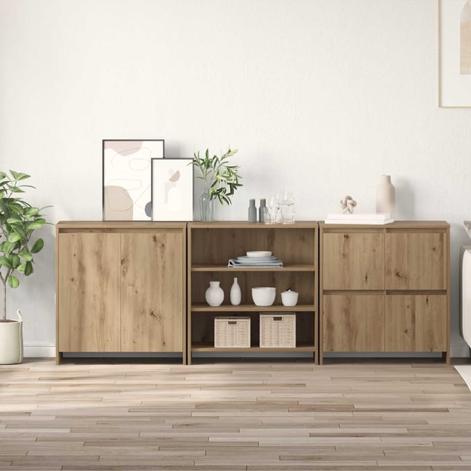 vidaXL - Dressoir - 3 - st - Artisan - Eiken - 70 - x - 41 - x - 75 - cm - Bewerkt - hout
