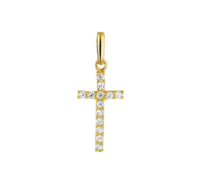 hanger kruis zirkonia 14K geelgoud
