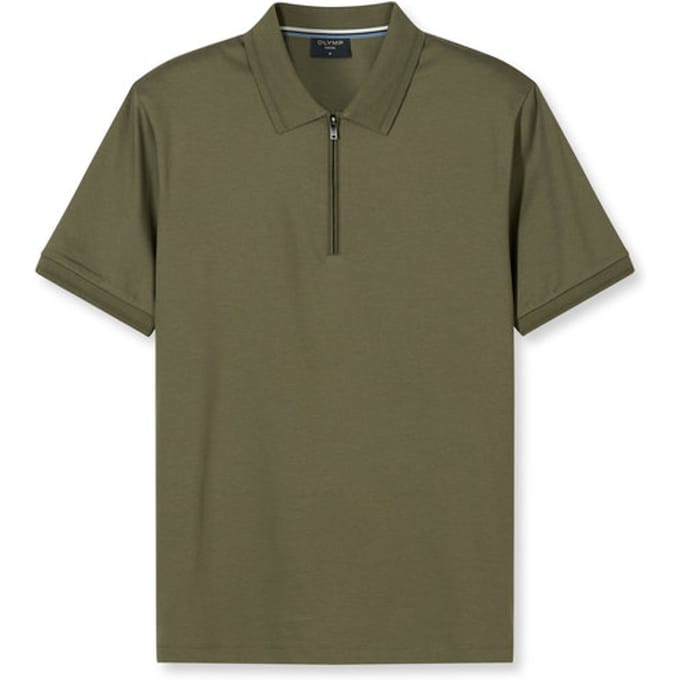 OLYMP polo casual jersey zip olijfgroen