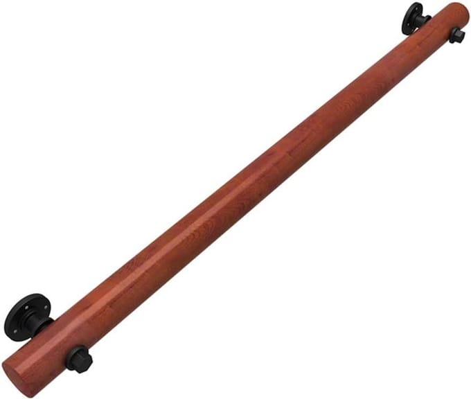 Trapleuning Hout - Steun Handgreep - Veilig Lopen - Antislip Smeedijzer - Diverse Lengtes - Natuurlijk Hout