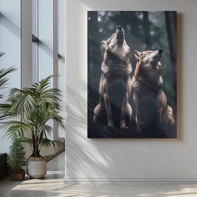 Canvas Schilderij - Wolven - Wilde Dieren - 60x40x2 cm
