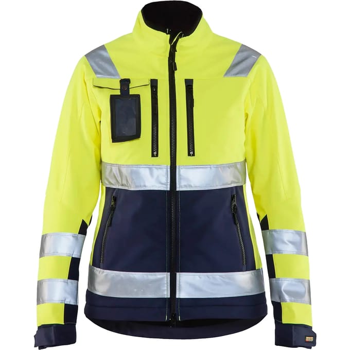 Blåkläder 4902-2517 Dames Softshell jack High Vis Geel/Marineblauw maat L