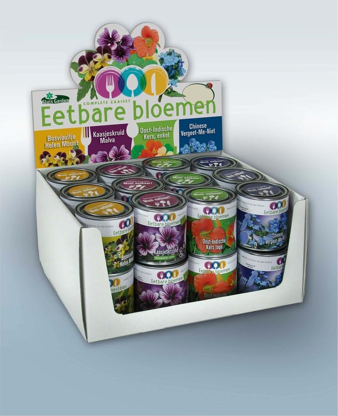 Eetbare bloemen in blik showdoos | 24 stuks | Greengift