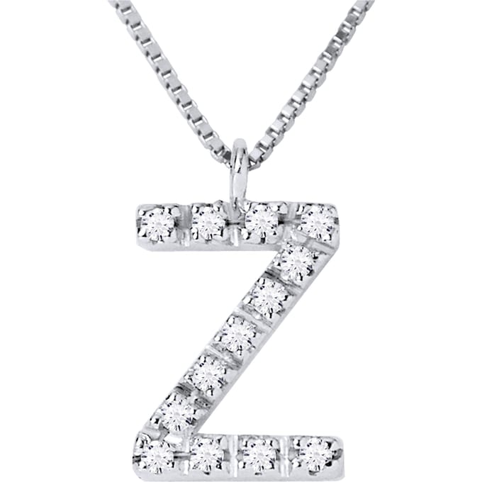 Collar ABC Diamonds 0.06 Cts letter "Z" witte goud 18k