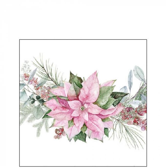 Ambiente Servetten 25cm Pink poinsettia