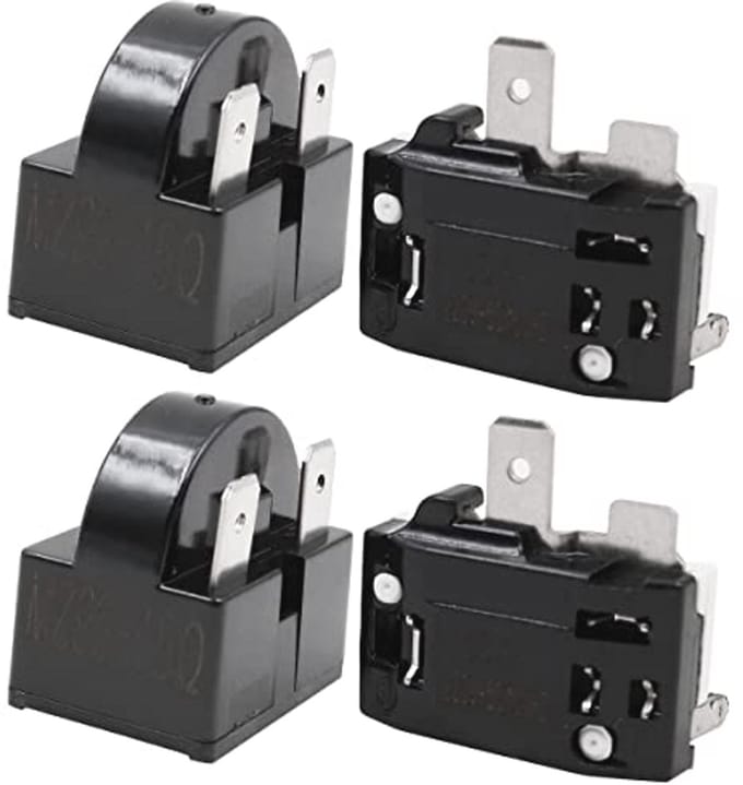 2 Stuks Compressor Start Relais 3Pin 15Ohm + 2 Stuks Overbelasting Protector voor Koelkast Reparatie