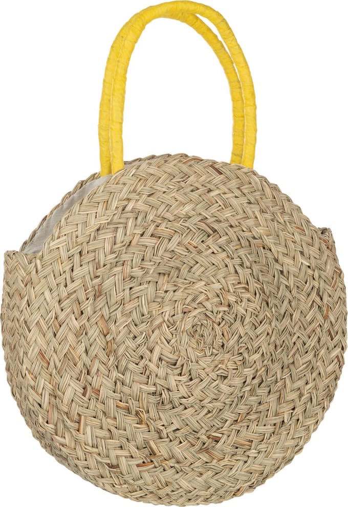 J-Line strandtas Rond Bloem - zeegras - naturel/geel