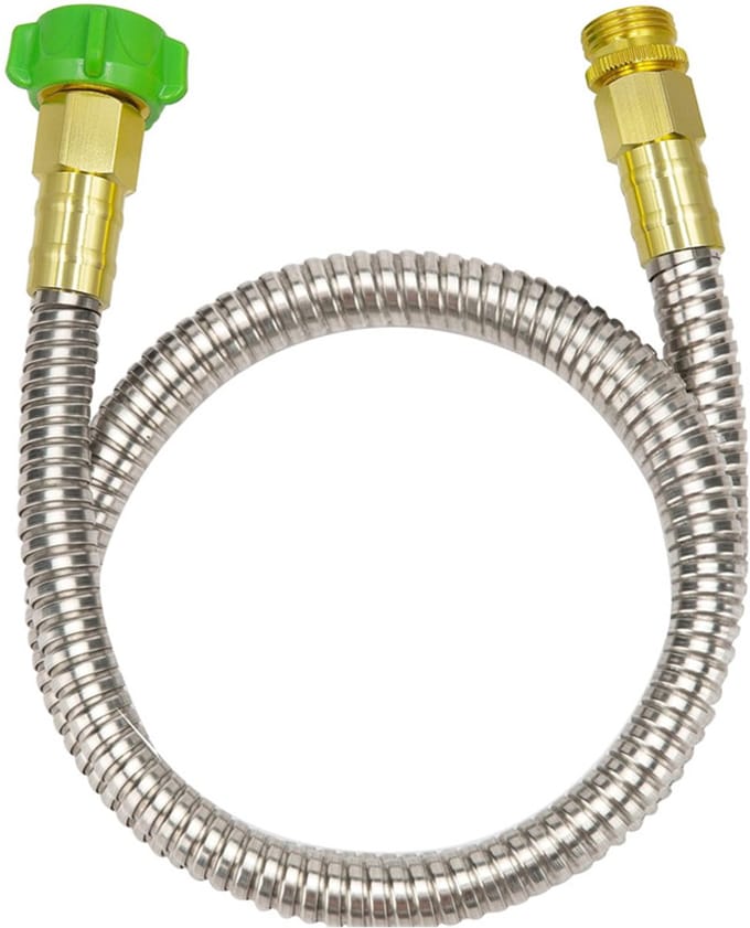 Korte tuinslang RVS - 30 cm - messing koppelingen - flexibel - Geschikt voor kranen met G3/4 aansluiting
