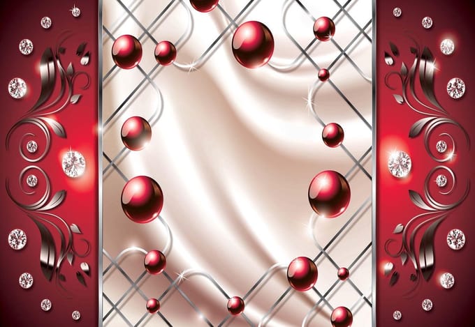 Fotobehang Red Diamond Abstract Modern | PANORAMIC - 250cm x 104cm | 130g/m2 Vlies
