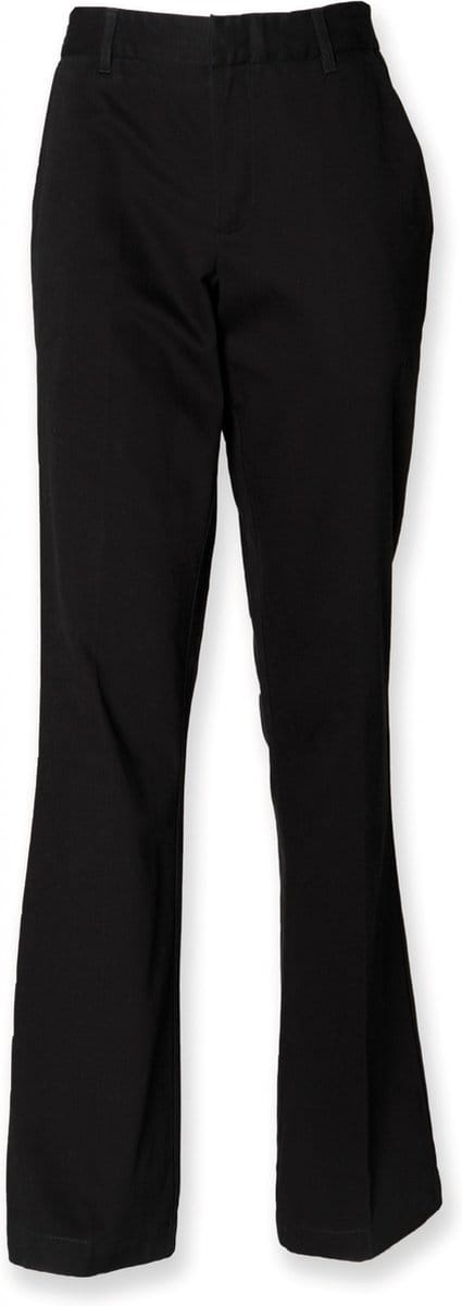 Henbury Ladies 65/35 Flat Fronted Chino Trousers H641 - Black - 36 EU (8 UK)