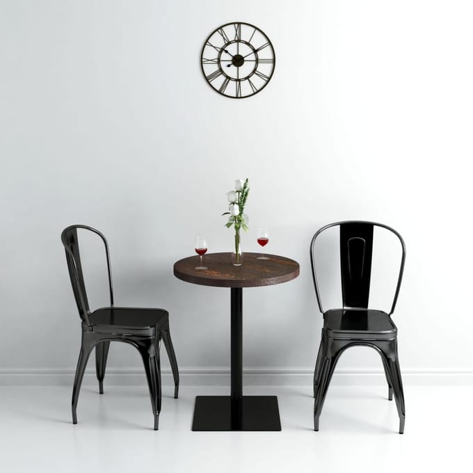 vidaXL - Bistrotafel - rond - 60x75 - cm - MDF - en - staal - donker - essenkleur