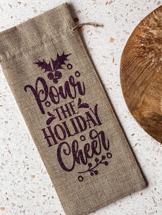 Wijntas - Pour the Holiday Cheer - Wijn geschenk verpakking - Kerstmis