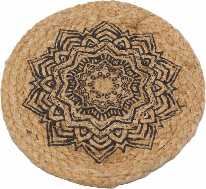 4x Natuurlijke Placemat - Jute 30cm - Mandala Print
