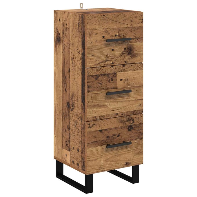 vidaXL - Dressoir - Oud - Hout - 34,5 - x - 34 - x - 90 - cm - Geengineerd - Hout - en - IJzer