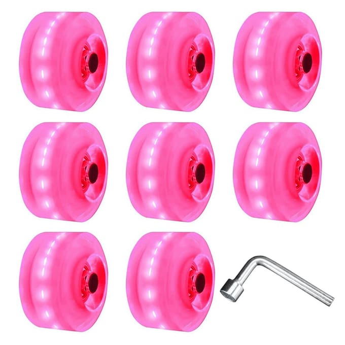 8 stuks Skateboard Wielen LED Lichtgevende Vervangingswielen Longboard Wielset 78A PU Kussenwiel voor roze