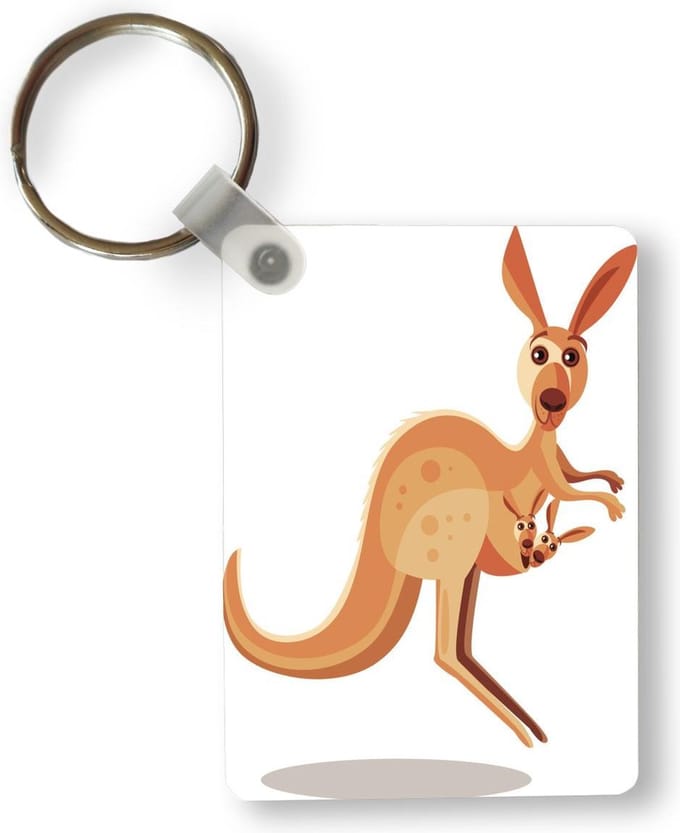 Sleutelhanger - Kangoeroes - Dieren - Wit - Uitdeelcadeautjes - Plastic