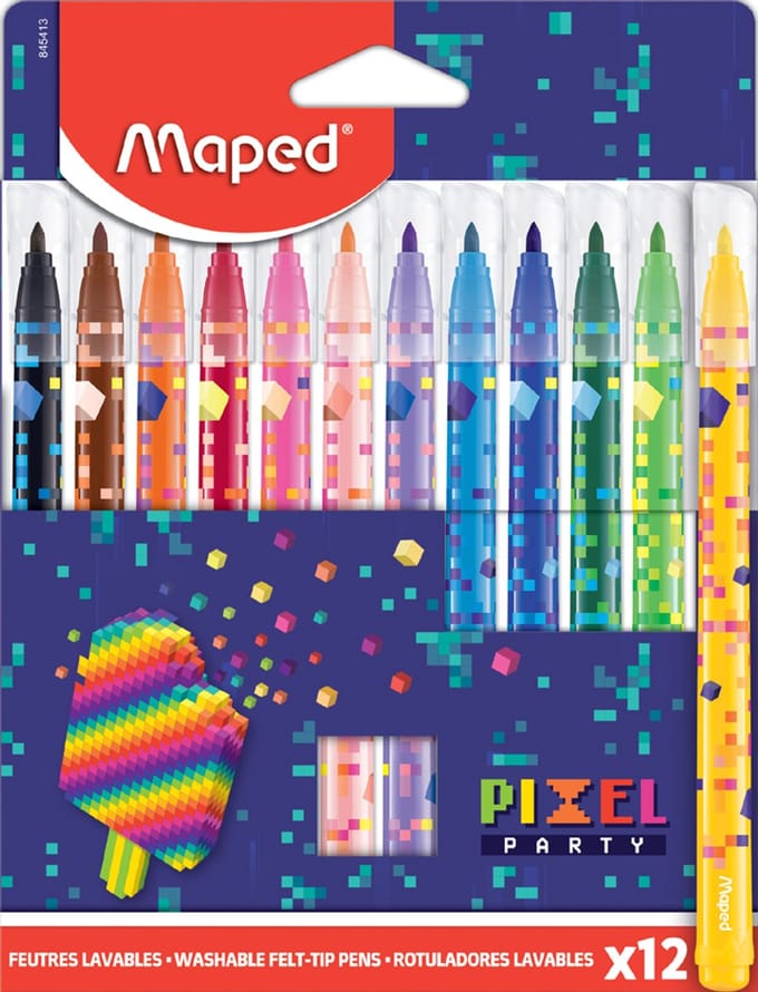 Filzstift Maped Pixel Party Set mit 12 Farben