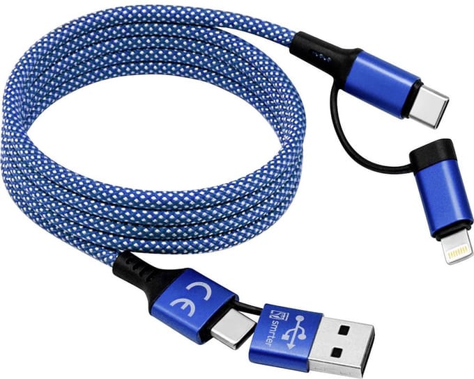 Smrter SMRTER_MAGNETO_ULT_BL USB-laadkabel USB-C stekker, USB-A stekker, Apple Lightning stekker 1 m Blauw