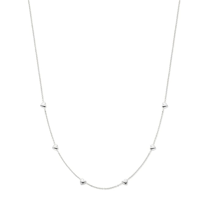 Collier Hartjes 41 + 4 Cm Zilver Gerhodineerd
