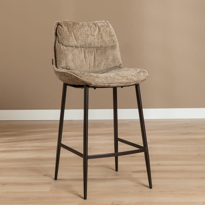 Bronx71® Velvet barkruk Trevi taupe 68 cm - barstoel