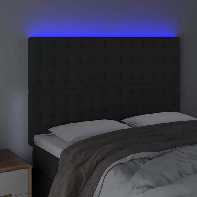 vidaXL - Hoofdbord - LED - 144x5x118/128 - cm - fluweel - zwart