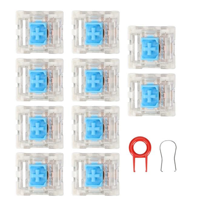 10 Pièces Interrupteurs de Clavier Interrupteur Bleu Structure Exquise pour Remplacement DIY Mécanique