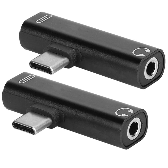 2 stuks 2 in 1 TypeC naar 3.5mm Assist o Kabel Draad Oplader Headset Distributeur Adapter(zwart ) zwart