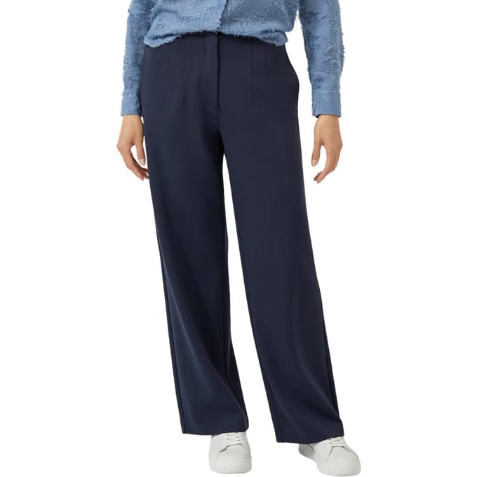 s.Oliver - female - Broek van elastische stof met hoge taille en wijde pijpen