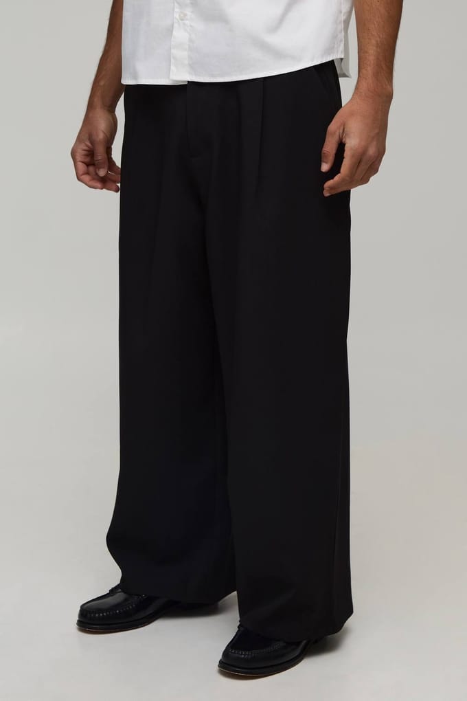 Getailleerde Wijde Pijpen Pantalon | Black | Size 28