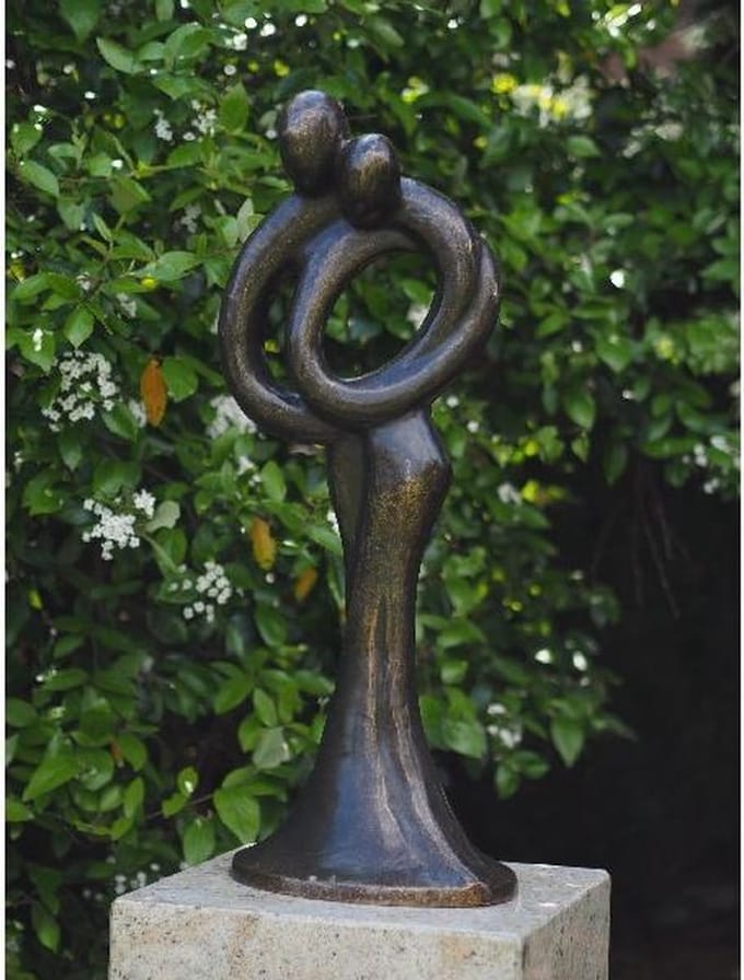 Tuinbeeld - bronzen beeld - Abstract liefdespaar 80 cm - Bronzartes - 79 cm hoog