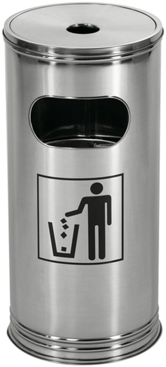 WESCO Staande Asbak | 15 Liter | Metaal - RVS | Afvalbak met Asbak Staand