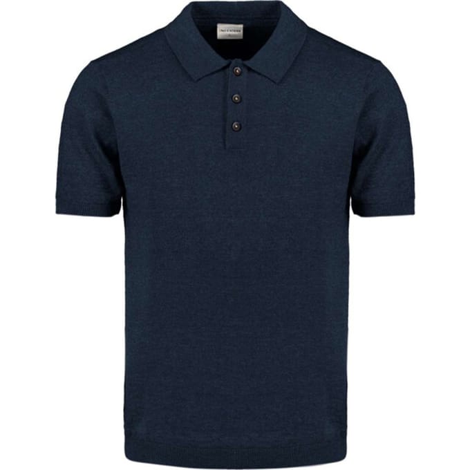No Excess Pullover Short Sleeve Polo Melange With Linen Deep Blue Größe: XXL | Poloshirts Outlet | Herren | Weiß