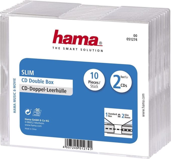 Hama Cd Doosjes Dubbel Slimline Per 10