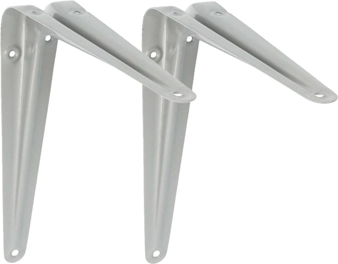 AMIG Plankdrager/planksteun van metaal - 2x - gelakt zilver - H175 x B150 mm